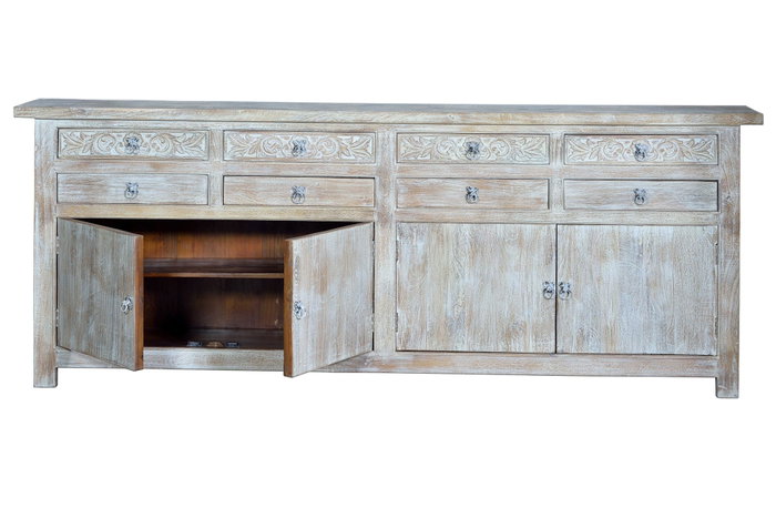 GINER Y COLOMER Buffet en bois de manguier blanc vieilli